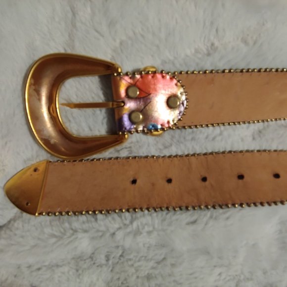 Belts by Simon metallic multi colored leather belt large - Picture 11 of 16
